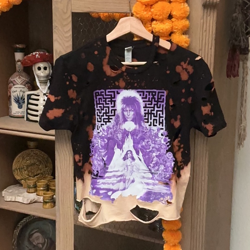 David Bowie Labyrinth Distressed Bleached Dyed T-Shirt